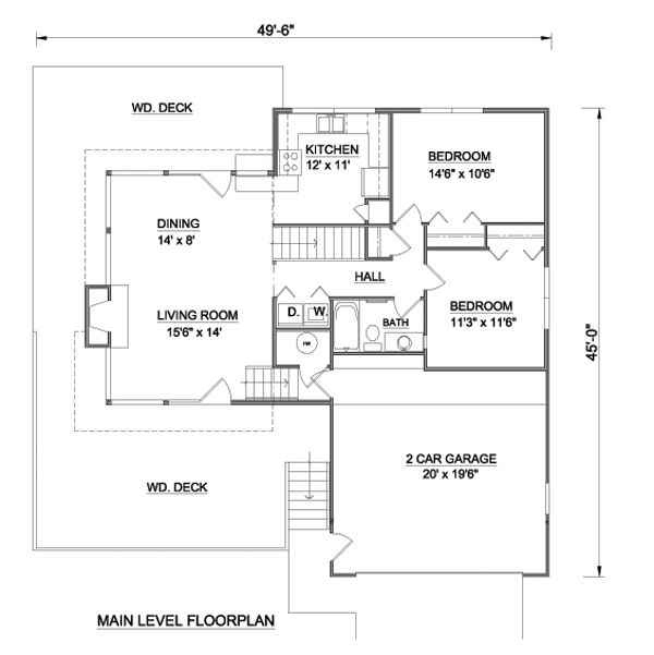 Plan 94333 | Contemporary Style with 3 Bed, 2 Bath, 2 Car Garage