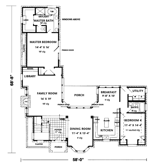 Plan 95677 European Style with 4 Bed, 4 Bath, 2 Car Garage