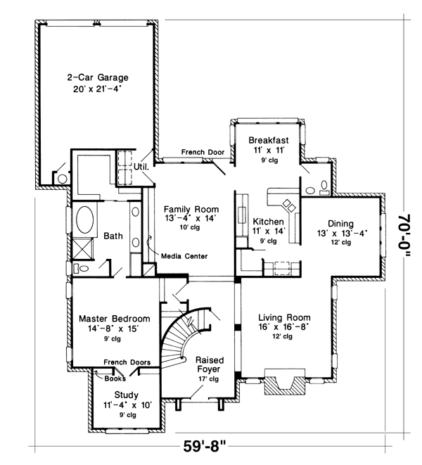 Plan 95678 | European Style with 4 Bed, 4 Bath, 2 Car Garage