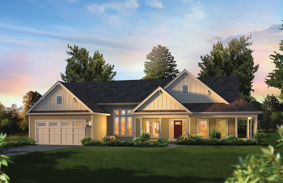 Plan 95974 | Craftsman Style with 3 Bed, 2 Bath, 2 Car Garage