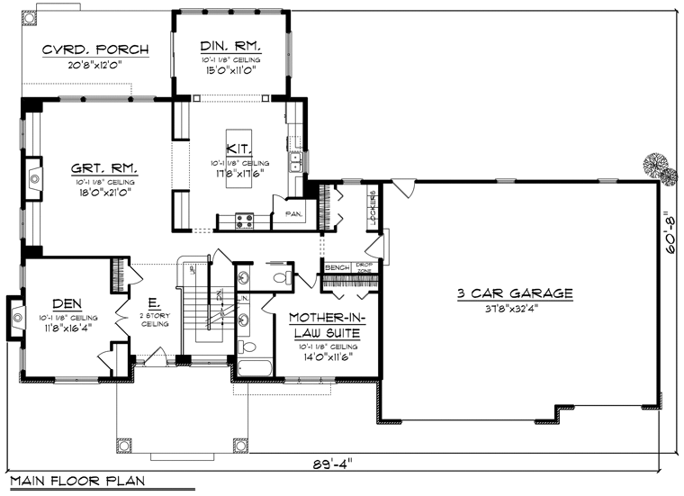 Plan 96146 | Traditional Style with 5 Bed, 4 Bath, 3 Car Garage