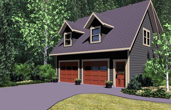 Cape Cod, Traditional Plan with 654 Sq. Ft., 1 Bedrooms, 1 Bathrooms, 2 Car Garage Picture 2