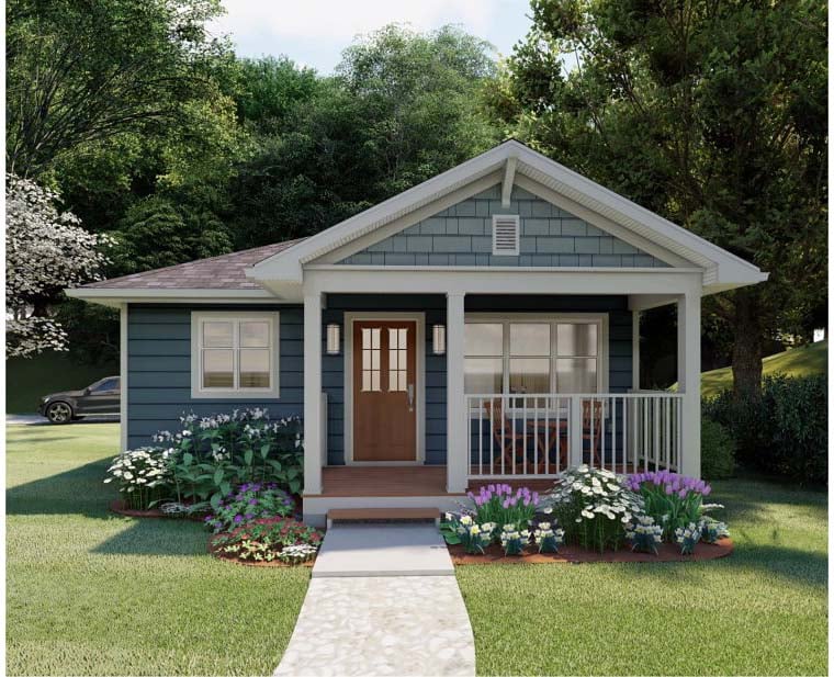 Bungalow, Cabin, Cottage, Country, Craftsman Plan with 624 Sq. Ft., 1 Bedrooms, 1 Bathrooms Elevation