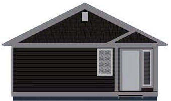 Bungalow, Cabin, Cottage, Country, Craftsman Plan with 624 Sq. Ft., 1 Bedrooms, 1 Bathrooms Rear Elevation