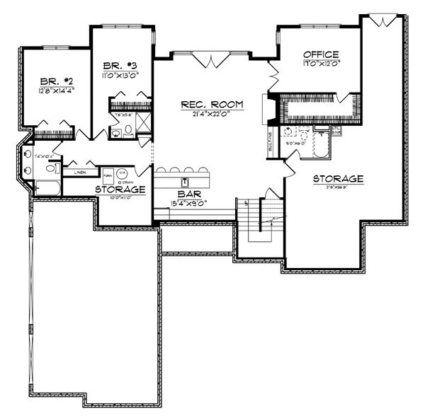 Plan 97351 | Traditional Style with 3 Bed, 4 Bath, 2 Car Garage