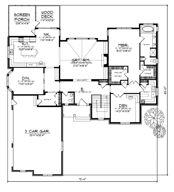 Plan 97351 | Traditional Style with 3 Bed, 4 Bath, 2 Car Garage