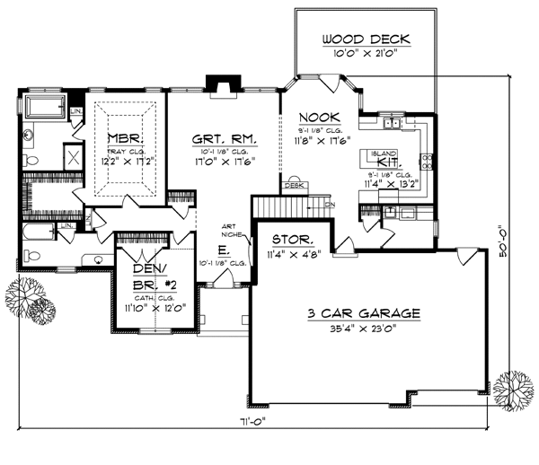 Plan 97383 | Traditional Style with 4 Bed, 3 Bath, 2 Car Garage