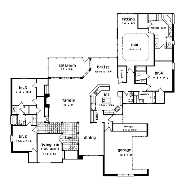 Plan 97514 | One-Story Style with 4 Bed, 4 Bath, 2 Car Garage