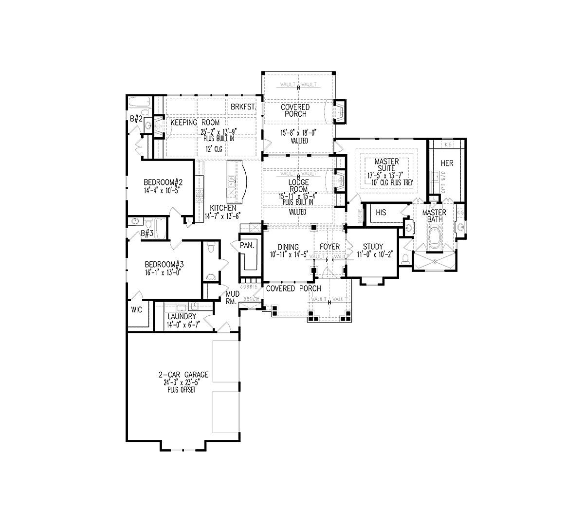 Plan 97646 NEW Craftsman Home Plan has 2795 sq ft, 3 Beds, 3.5 Baths