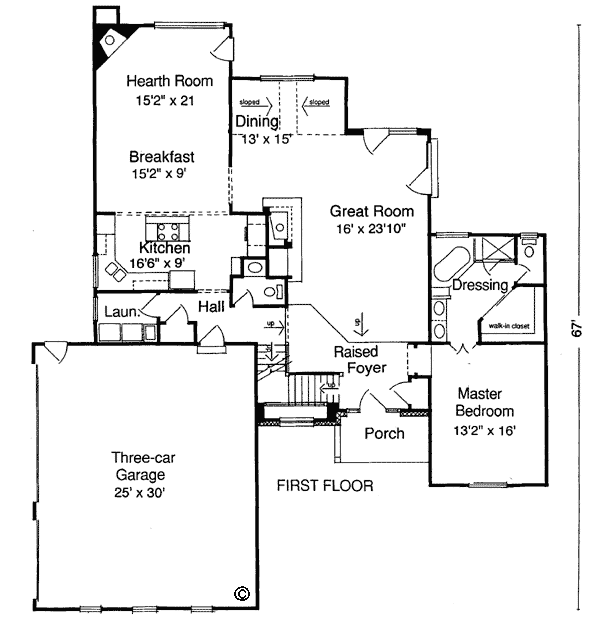 Plan 97778 | Bungalow Style with 3 Bed, 3 Bath, 3 Car Garage