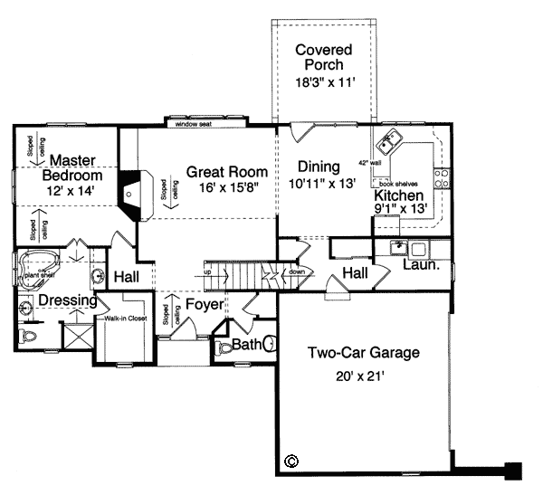 Plan 97782 | Bungalow Style with 3 Bed, 2 Bath, 2 Car Garage