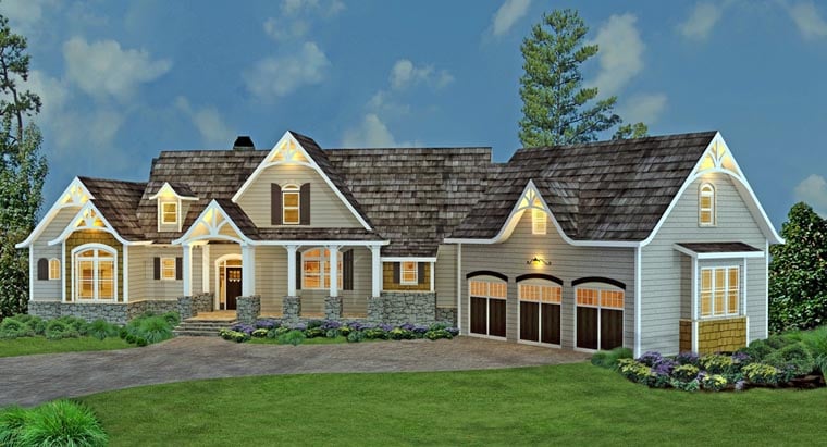 Country, Craftsman, Traditional, Tudor Plan with 2498 Sq. Ft., 3 Bedrooms, 4 Bathrooms, 3 Car Garage Picture 3