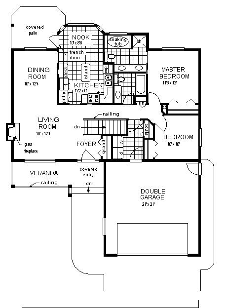 Plan 98857 | Ranch Style with 2 Bed, 2 Bath, 2 Car Garage