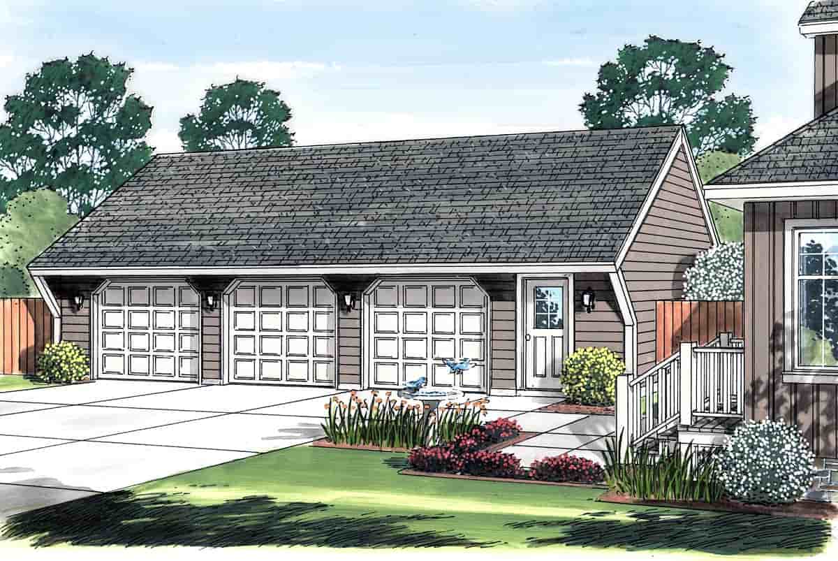 Cape Cod, Saltbox, Traditional 3 Car Garage Plan 30023 Picture 1