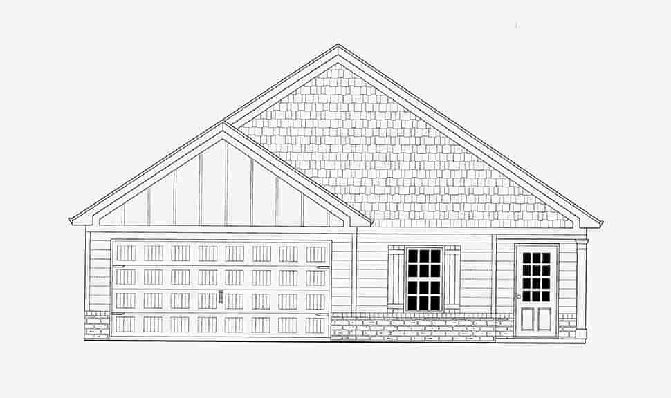 Bungalow, Cottage, Craftsman House Plan 52000 with 3 Beds, 2 Baths, 2 Car Garage Picture 1