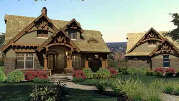 Bungalow, Cottage, Craftsman, Tuscan House Plan 65870 with 3 Beds, 2 Baths, 2 Car Garage Picture 2
