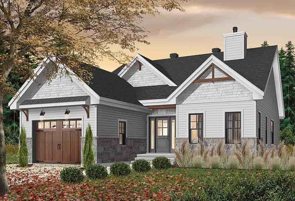 Country, Craftsman, Farmhouse, Modern House Plan 76522 with 2 Beds, 2 Baths, 1 Car Garage Picture 1