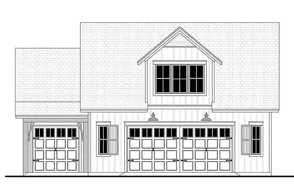 Country, Craftsman, Farmhouse 3 Car Garage Apartment Plan 80809 with 1 Beds, 1 Baths Picture 3