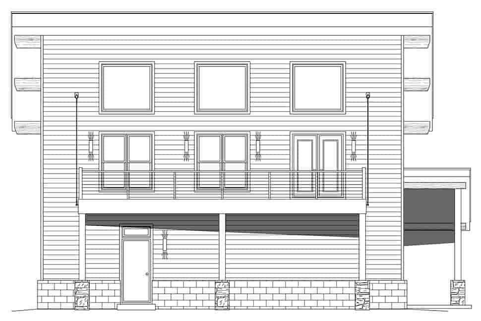 Coastal, Contemporary, Modern Garage-Living Plan 80929 with 2 Beds, 3 Baths, 3 Car Garage Picture 3
