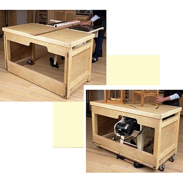 Space-Saving Double-Duty Tablesaw Workbench Woodworking Plan - Product Code DP-00553