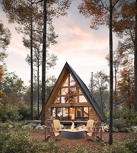 A-Frame, Cabin, Contemporary, Cottage House Plan 100159 with 3 Beds, 2 Baths