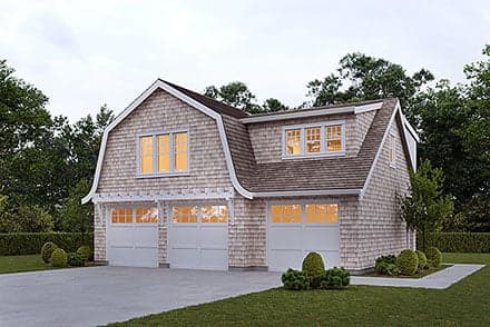 Cape Cod, Coastal, Cottage, Farmhouse Garage-Living Plan 100166 with 2 Beds, 1 Baths, 2 Car Garage