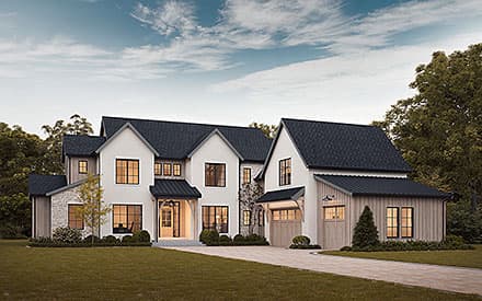 Contemporary, Farmhouse House Plan 100174 with 4 Beds, 5 Baths, 3 Car Garage
