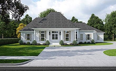 Acadian, Southern House Plan 40373 with 3 Beds, 3 Baths, 2 Car Garage