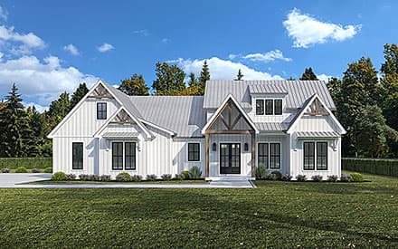 Craftsman, Farmhouse, New American Style House Plan 40386 with 3 Beds, 2 Baths, 2 Car Garage