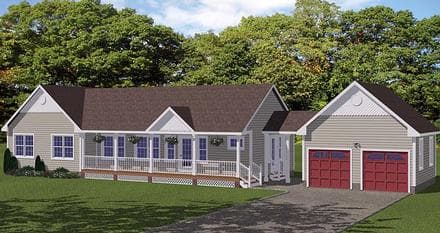 Country, Ranch, Southern House Plan 40648 with 3 Beds, 3 Baths, 2 Car Garage