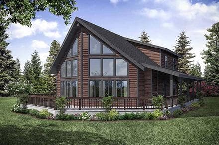 Cabin, Contemporary, Narrow Lot House Plan 41319 with 3 Beds, 2 Baths