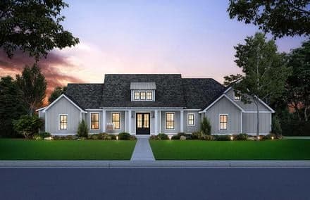Country, Farmhouse, New American Style, Southern House Plan 41407 with 3 Beds, 3 Baths, 2 Car Garage