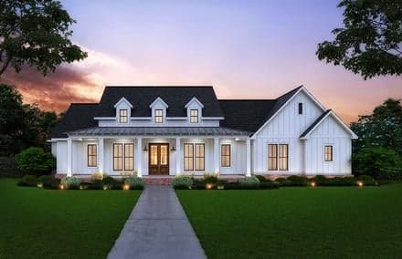 Country, Farmhouse, New American Style, Southern House Plan 41409 with 3 Beds, 3 Baths, 2 Car Garage