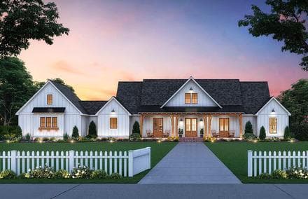 Country, Farmhouse, New American Style, Traditional House Plan 41412 with 4 Beds, 3 Baths, 2 Car Garage