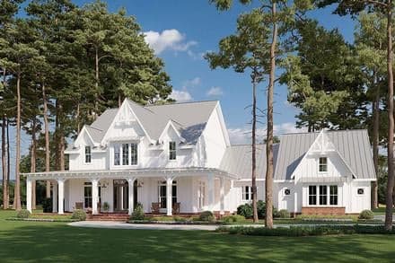 Country, Farmhouse House Plan 41420 with 4 Beds, 6 Baths, 3 Car Garage