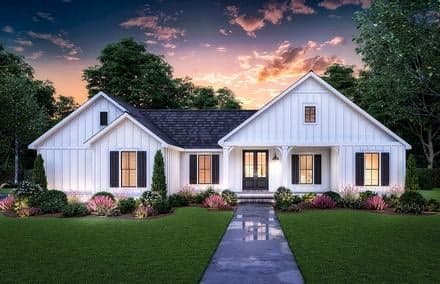 Country, Farmhouse, New American Style House Plan 41421 with 3 Beds, 2 Baths, 2 Car Garage