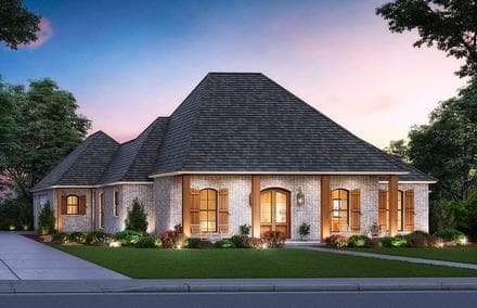 Acadian, Colonial, French Country House Plan 41430 with 4 Beds, 3 Baths, 2 Car Garage