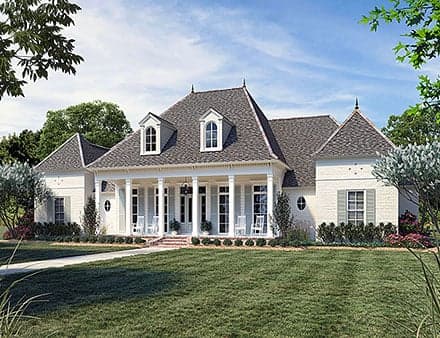 Acadian, French Country House Plan 41441 with 4 Beds, 4 Baths, 3 Car Garage