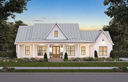 Farmhouse, New American Style, Southern House Plan 41445 with 3 Beds, 2 Baths, 2 Car Garage