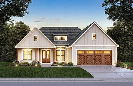 Craftsman, Farmhouse, New American Style House Plan 41446 with 3 Beds, 2 Baths, 2 Car Garage