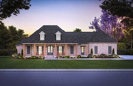 Acadian, French Country, Southern House Plan 41451 with 4 Beds, 4 Baths, 3 Car Garage