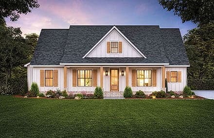 Country, Farmhouse, New American Style House Plan 41453 with 4 Beds, 3 Baths, 2 Car Garage
