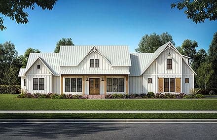 Country, Farmhouse House Plan 41476 with 4 Beds, 4 Baths, 3 Car Garage