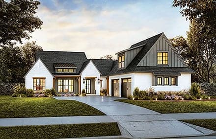 Farmhouse House Plan 41478 with 4 Beds, 4 Baths, 2 Car Garage