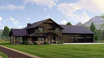 Barndominium, Country, Craftsman, Farmhouse House Plan 41807 with 3 Beds, 4 Baths, 4 Car Garage