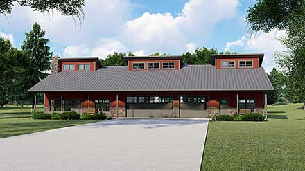 Contemporary, Country, Modern House Plan 41845 with 3 Beds, 2 Baths, 5 Car Garage