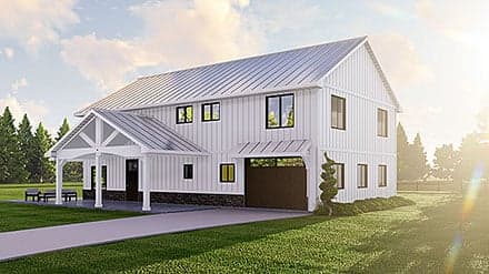 Barndominium, Country House Plan 41851 with 3 Beds, 3 Baths, 1 Car Garage