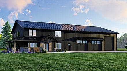 Barndominium, Farmhouse House Plan 41856 with 3 Beds, 4 Baths, 3 Car Garage