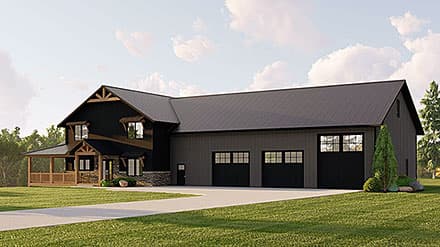 Barndominium, Craftsman House Plan 41862 with 3 Beds, 4 Baths, 5 Car Garage