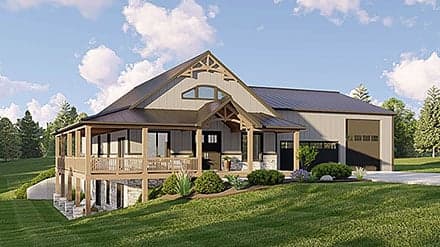 Barndominium, Craftsman, Farmhouse House Plan 41863 with 4 Beds, 3 Baths, 4 Car Garage